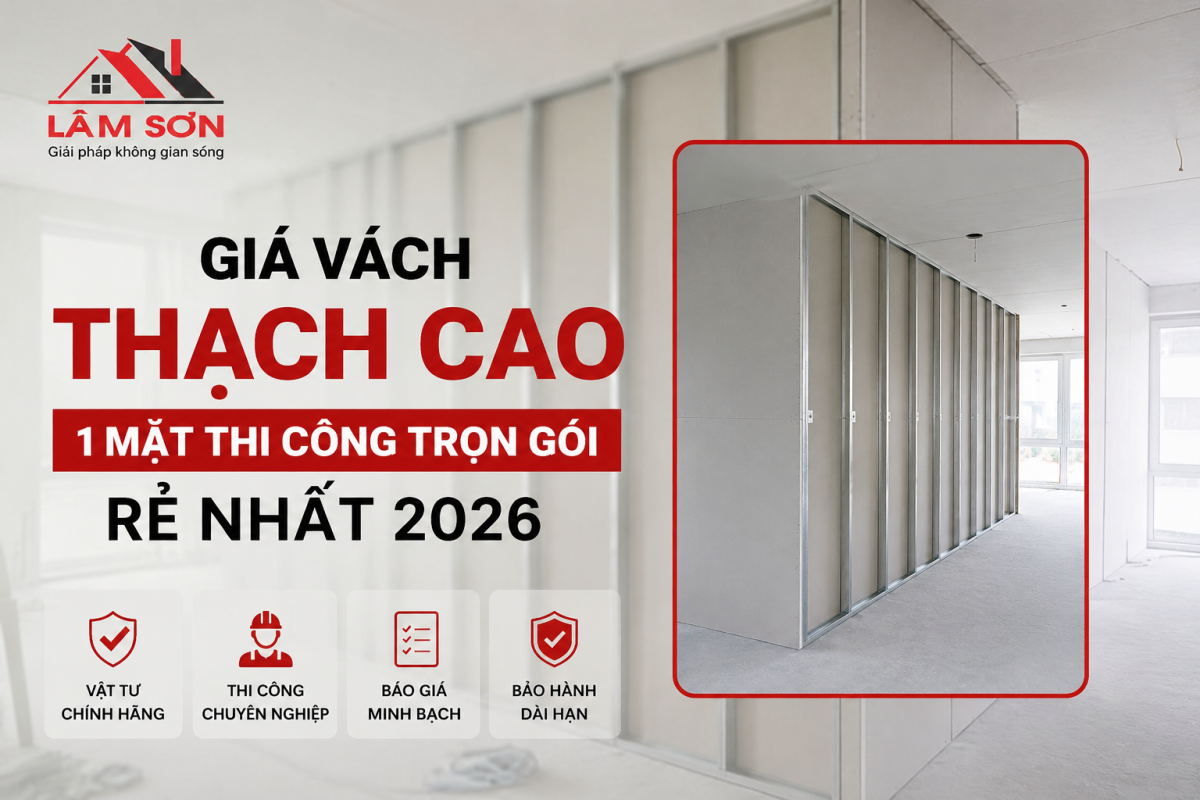 Giá Vách Thạch Cao 1 Mặt: Thi Công Trọn Gói Rẻ Ngỡ Ngàng 2026