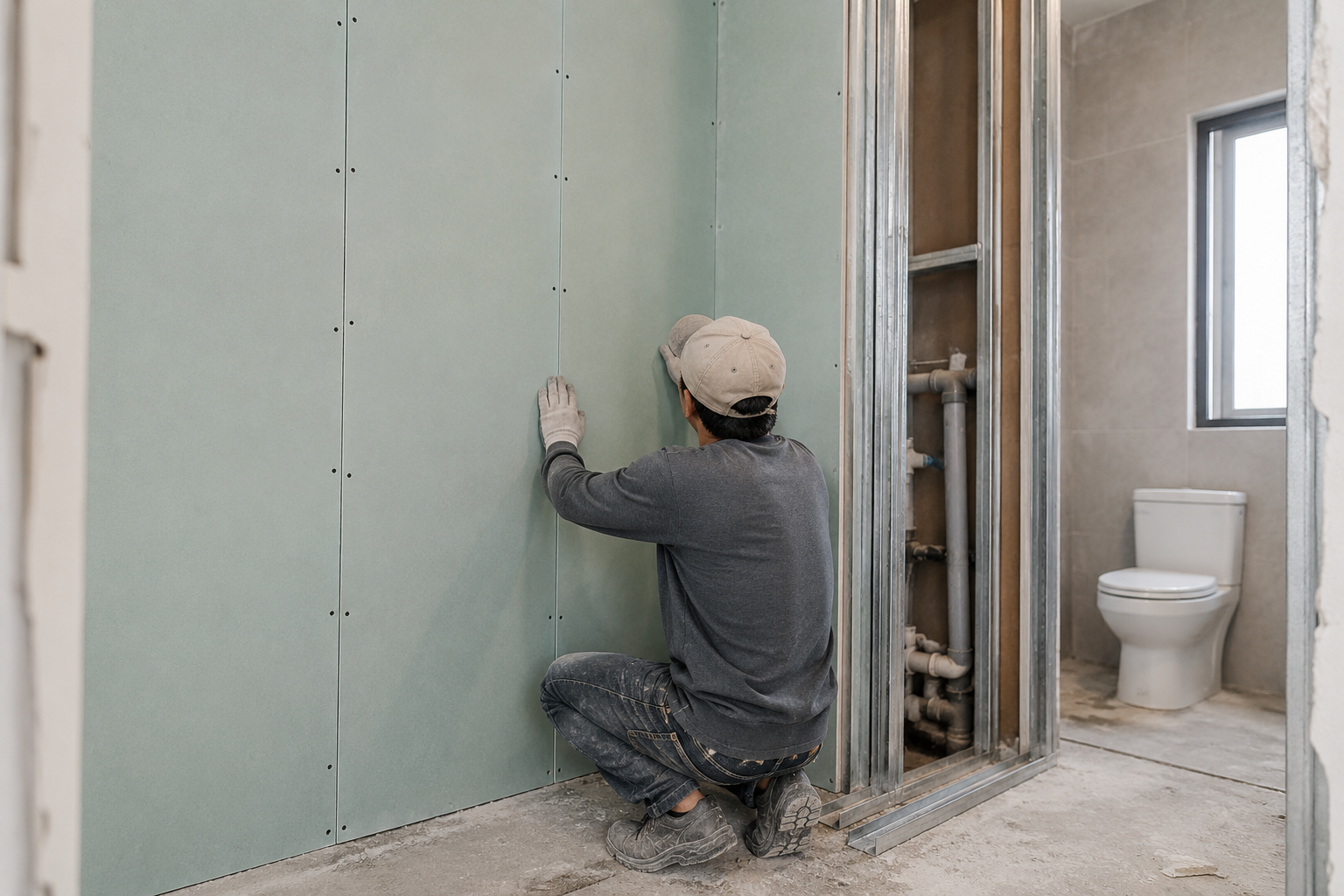Quy Trình Thi Công Vách Thạch Cao Chống Ẩm Cho Nhà Vệ Sinh Chuẩn 3 Bước
