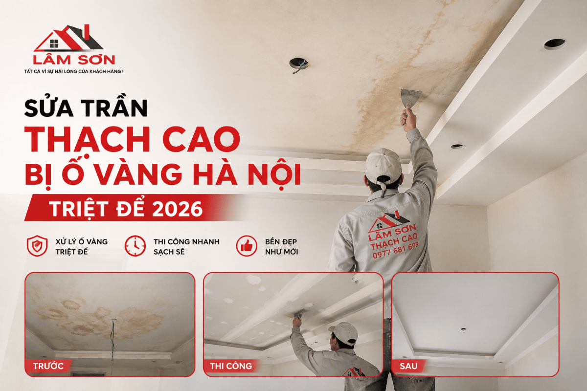 Sửa Trần Thạch Cao Bị Ố Vàng Hà Nội Triệt Để 2026