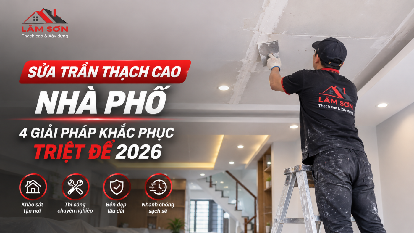 Sửa Trần Thạch Cao Nhà Phố: 4 Giải Pháp Khắc Phục Triệt Để 2026