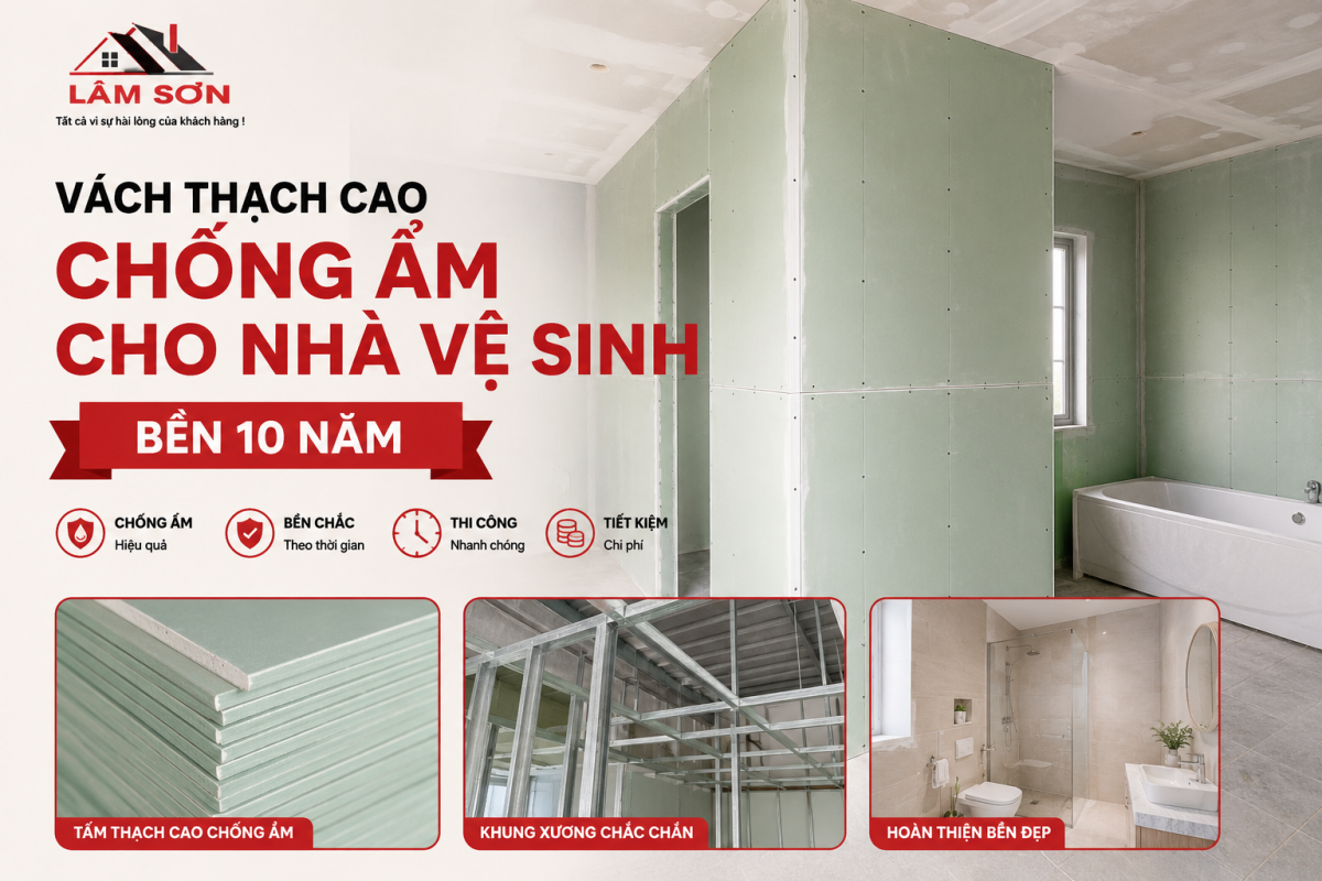 Vách Thạch Cao Chống Ẩm Cho Nhà Vệ Sinh Bền 10 Năm